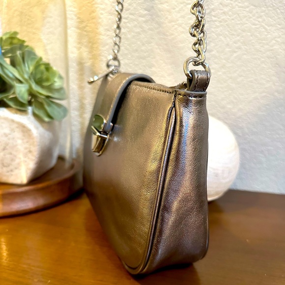 Talbots Leather Metallic Silver Crossbody/Shoulder Bag - NWOT - Picture 8 of 13